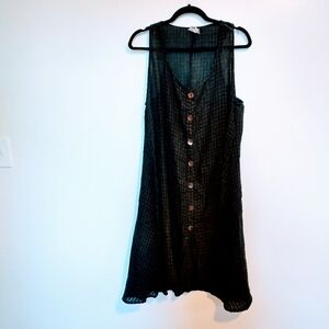 Niche Nilgun Derman semi sheer black plaid tank dress button up.  Super cute got